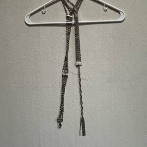 Silver Chain Multiple strands Belt Adjustable Claw Hook Metal Fringe Boho Retro